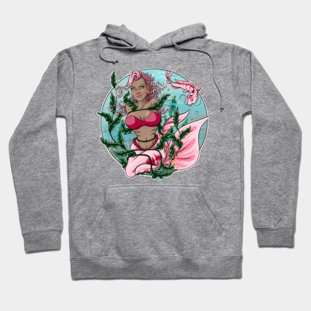 mermaid stuck in seaweed with carp Hoodie by Mei.illustration